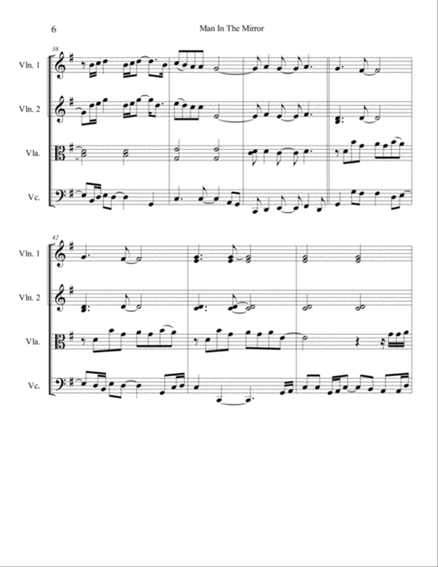 Man In The Mirror String Quartet scores gallery preview page 6