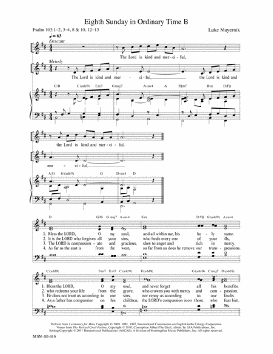 Eighth Sunday in Ordinary Time B 4-Part scores gallery preview page 1