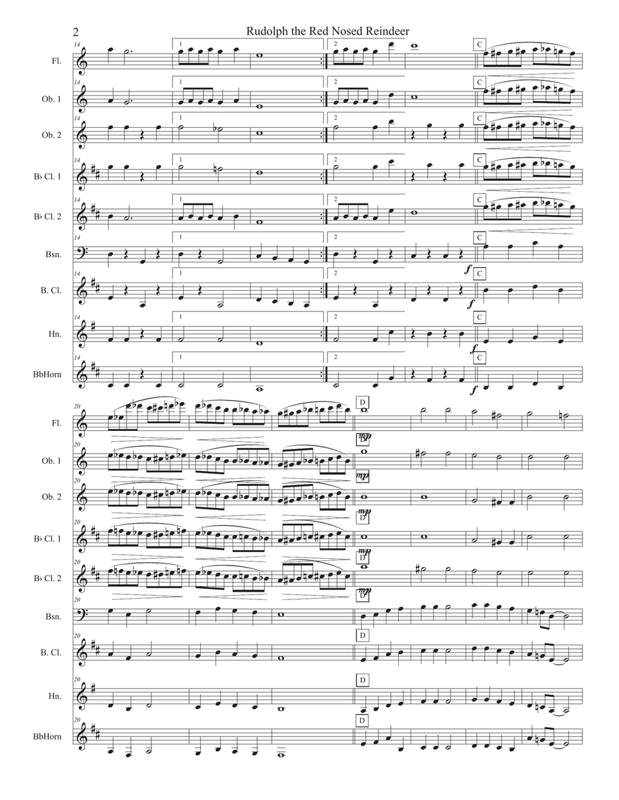 Rudolph The Red-Nosed Reindeer Woodwind Quintet scores gallery preview page 3