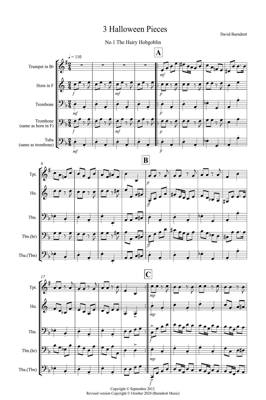 3 Halloween Pieces for Brass Trio Brass Trio scores gallery preview page 1