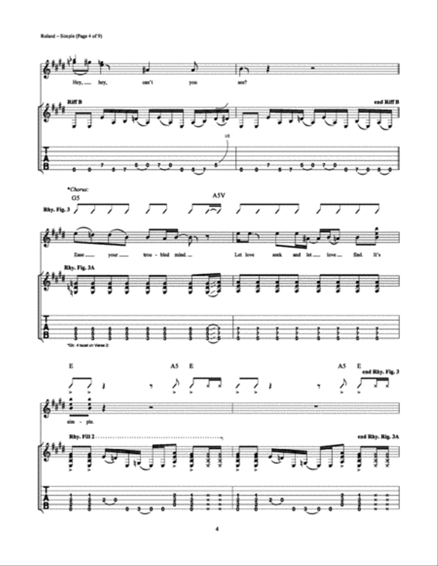 Simple Electric Guitar scores gallery preview page 4