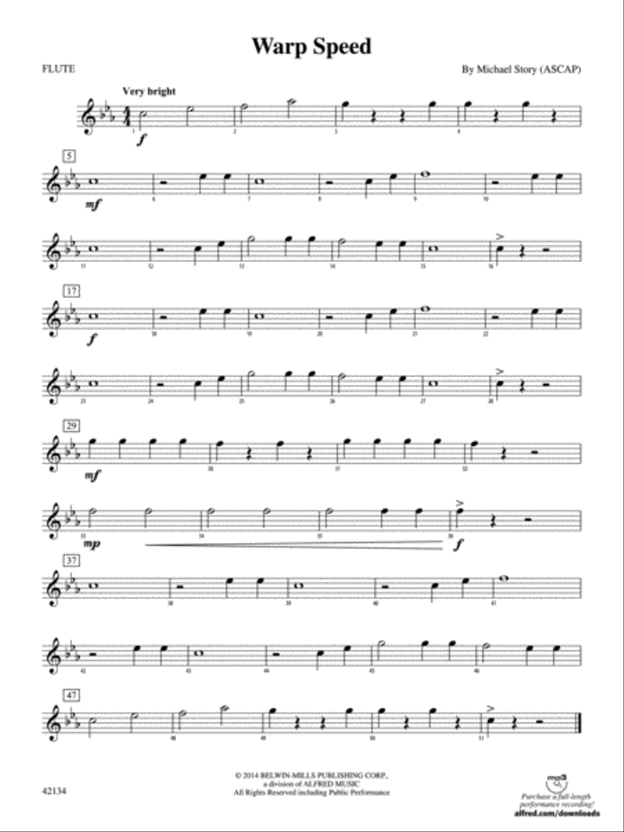 Warp Speed: Flute Concert Band scores gallery preview page 1