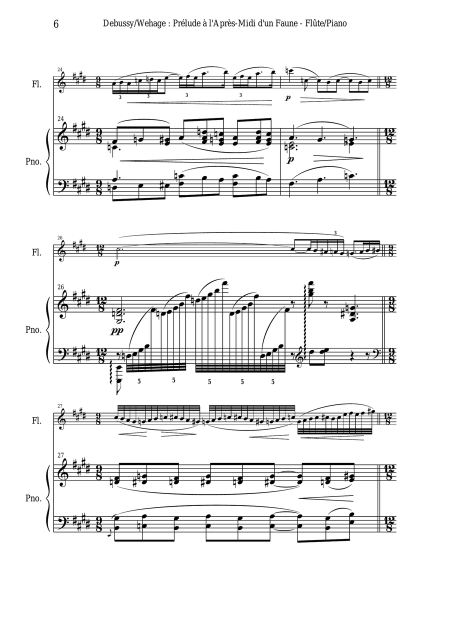 Claude Debussy: Prélude à L'Après-midi d'un Faune, arranged for flute and piano Flute Solo scores gallery preview page 6