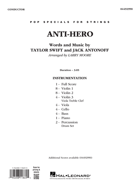Anti-Hero (arr. Larry Moore) - Conductor Score (Full Score)