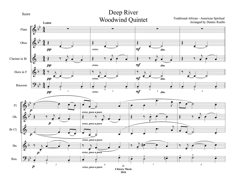 Deep River - Woodwind Quintet - Intermediate Woodwind Quintet scores gallery preview page 1
