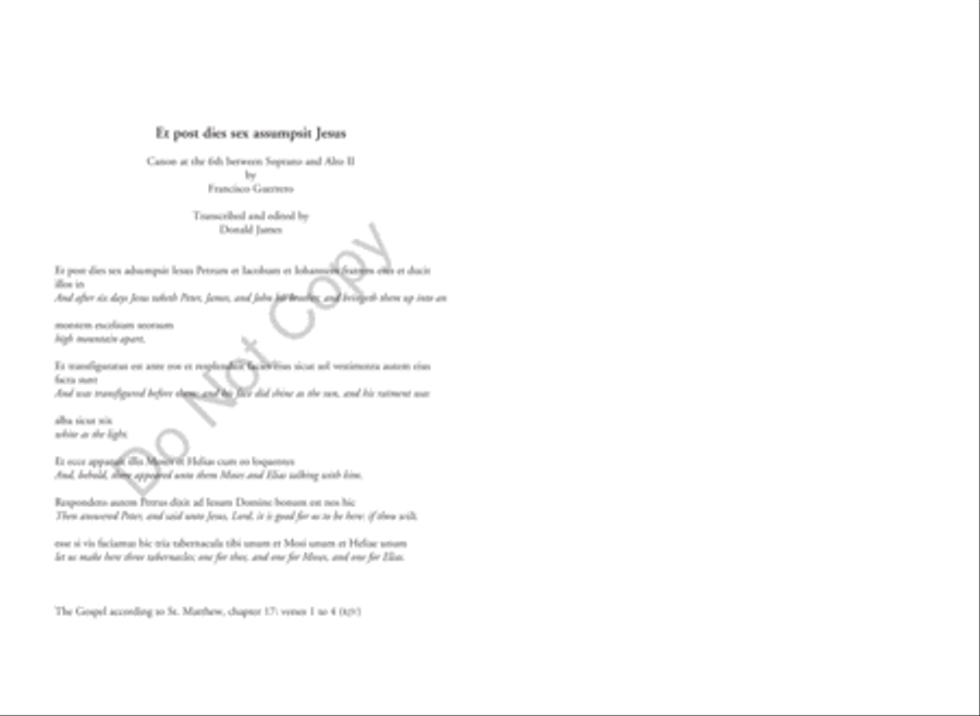 Et post dies sex assumpsit Jesus A Cappella scores gallery preview page 4