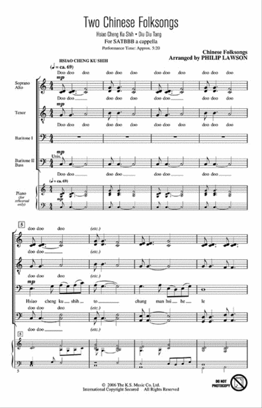Two Chinese Folksongs A Cappella scores gallery preview page 2