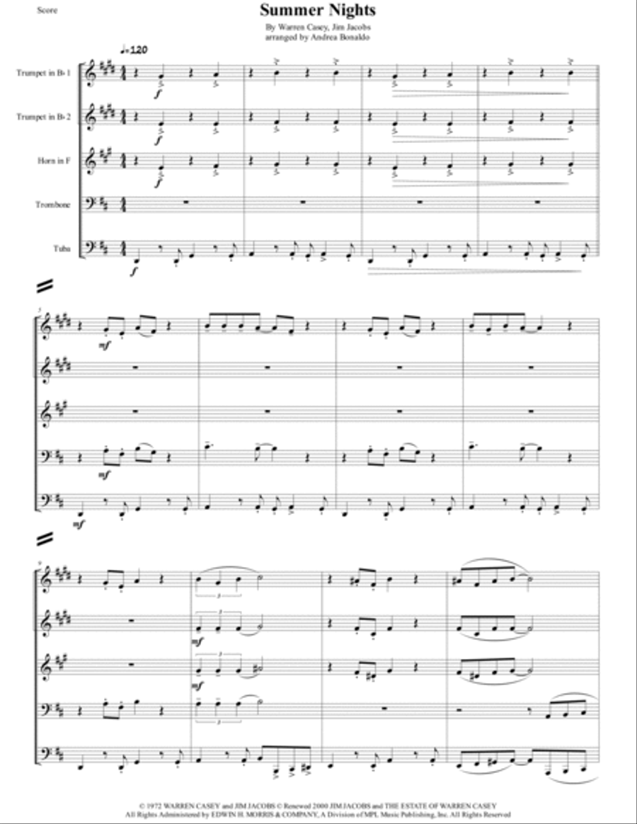 Summer Nights Summer Nights Brass Ensemble scores gallery preview page 4