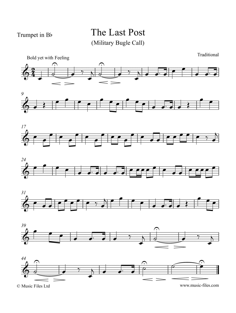 The Last Post (Military Bugle Call) B-Flat Trumpet scores gallery preview page 1