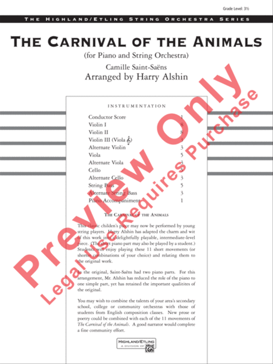 Carnival of the Animals Carnival of the Animals String Orchestra scores gallery preview page 2