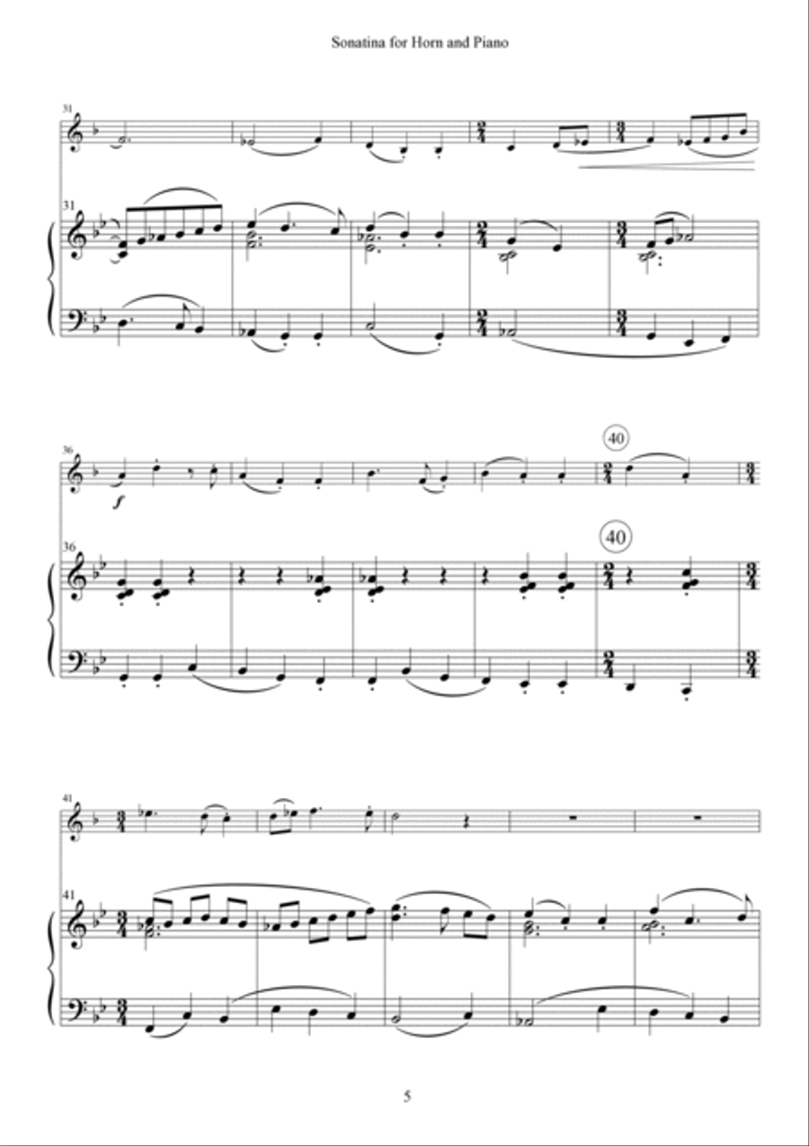 Sonatina for Horn and Piano Horn scores gallery preview page 5