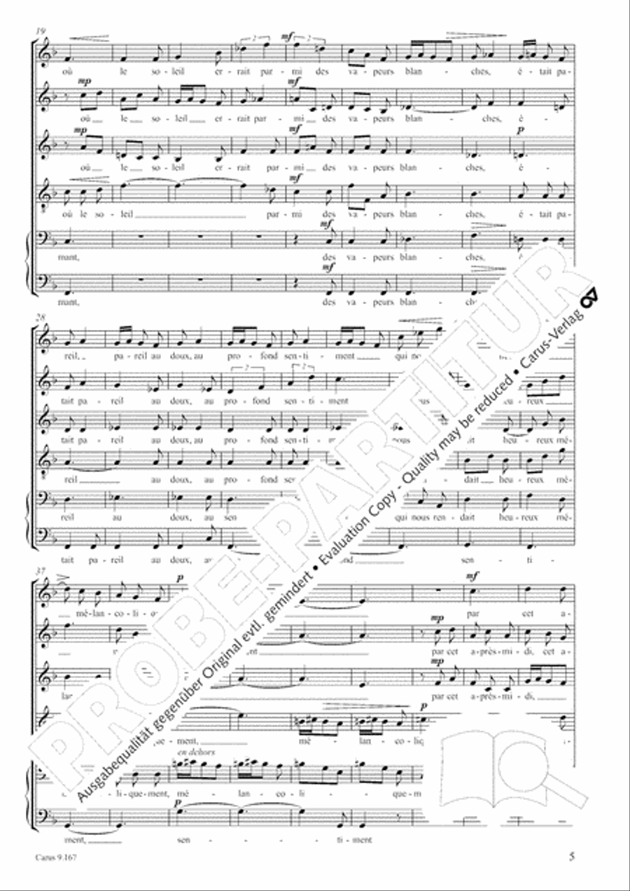 Debussy/ Gottwald: Deux Melodies d'apres des textes de Paul Bourget transcribed for 6 voices Choir scores gallery preview page 6