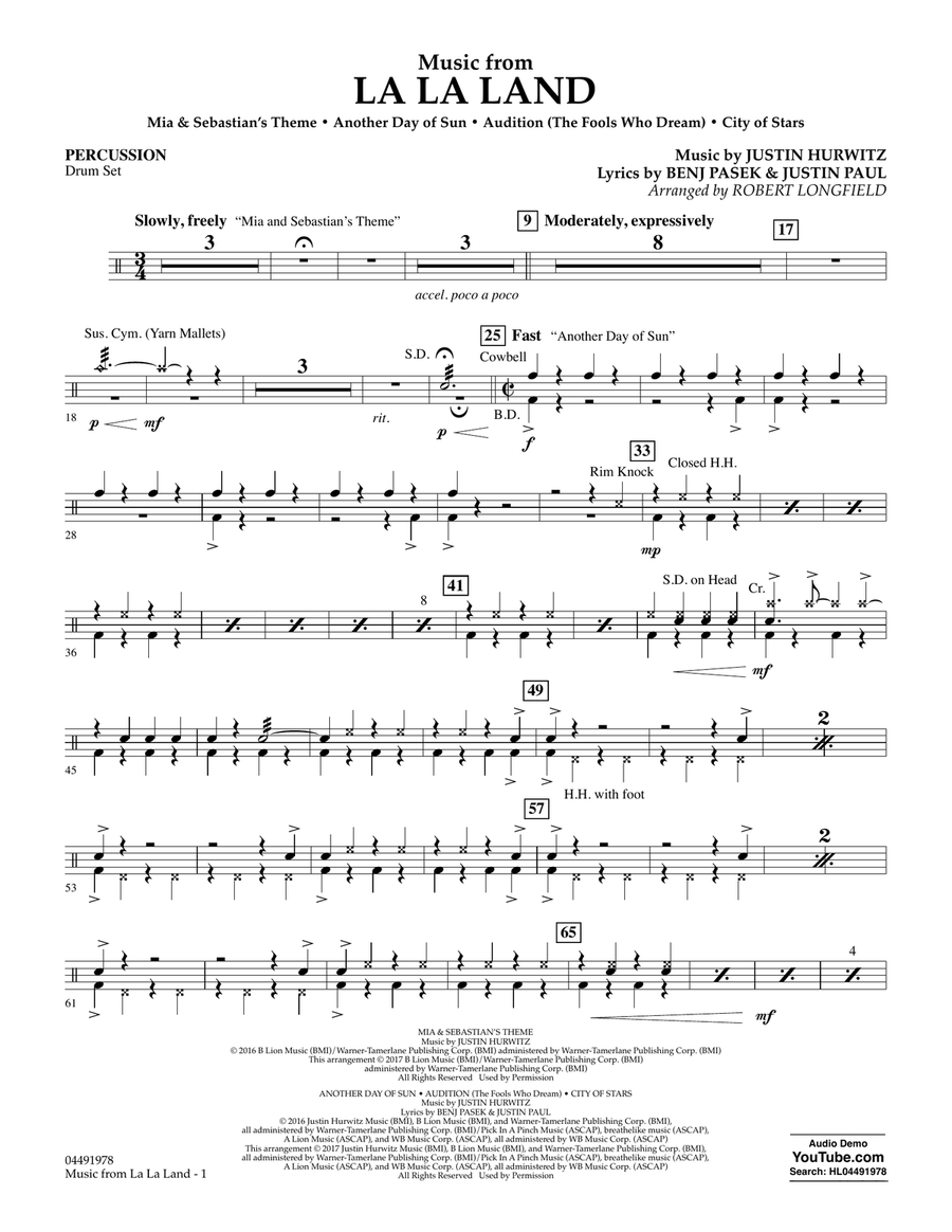 Music from La La Land - Percussion Orchestra scores gallery preview page 1