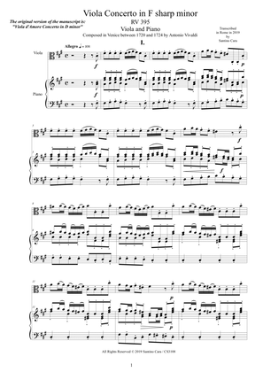 Vivaldi - Viola Concerto in F sharp minor RV395 for Viola and Piano