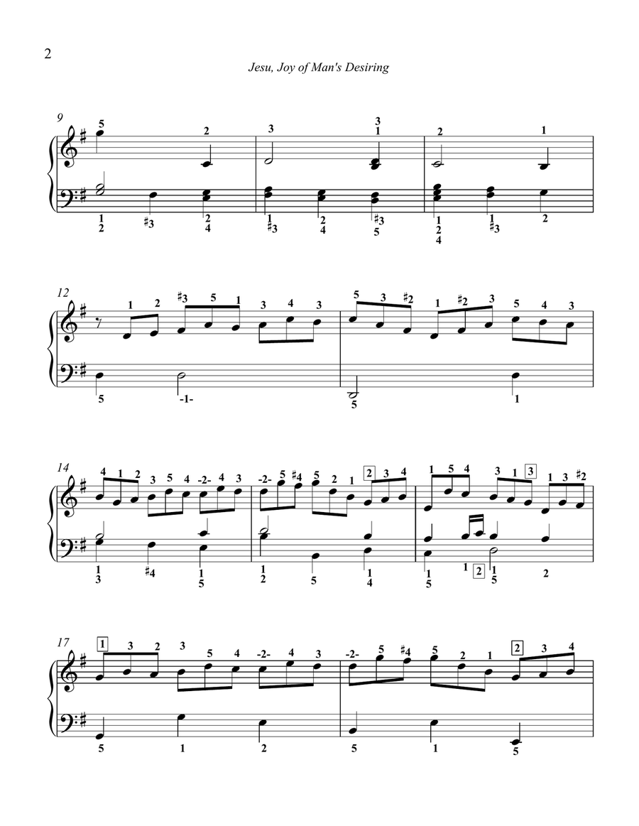Jesu, Joy of Man's Desiring (with all piano fingering) Piano Solo scores gallery preview page 2