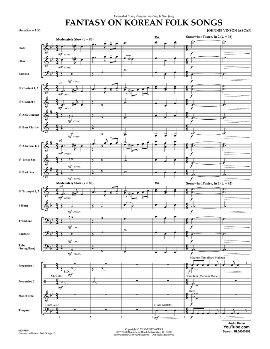 Fantasy on Korean Folk Songs - Conductor Score (Full Score) Concert Band scores gallery preview page 3
