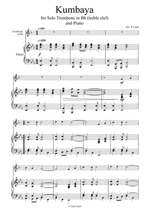 Kumbaya for Trombone in Bb (treble clef) and Piano