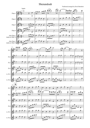 Shenandoah for Flute Quartet