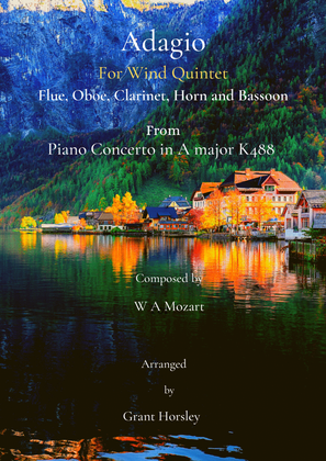 Book cover for "Adagio" For Wind Quintet from Piano Concerto in A major K488 (Mozart)