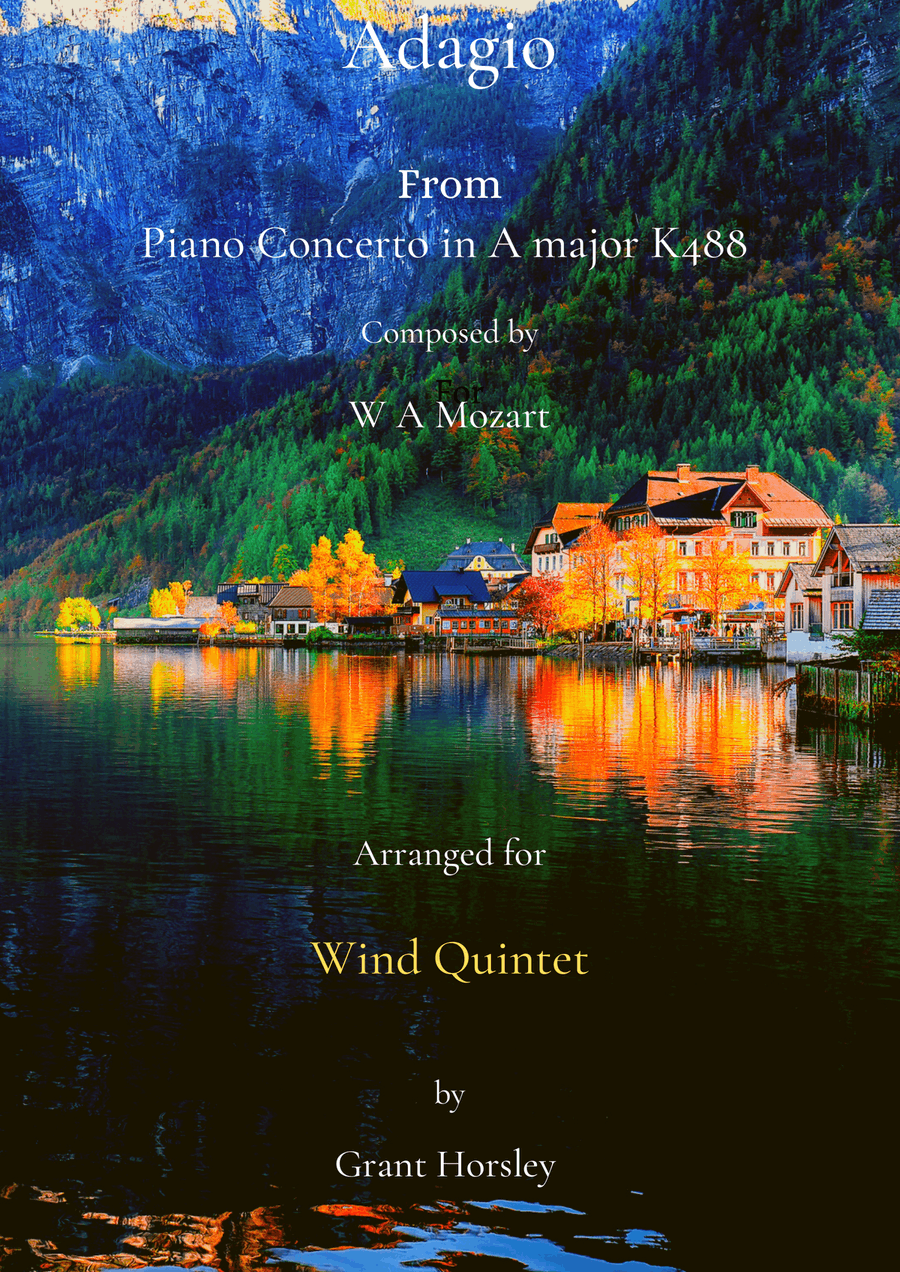 Book cover for "Adagio" For Wind Quintet from Piano Concerto in A major K488 (Mozart)