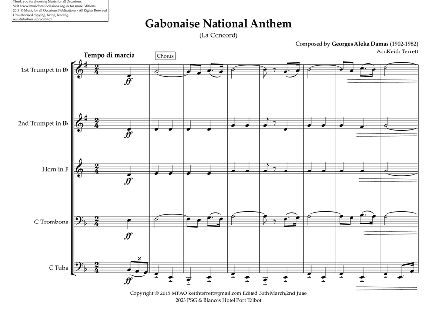 Gabonaise National Anthem for Brass Quintet Brass Quintet scores gallery preview page 2