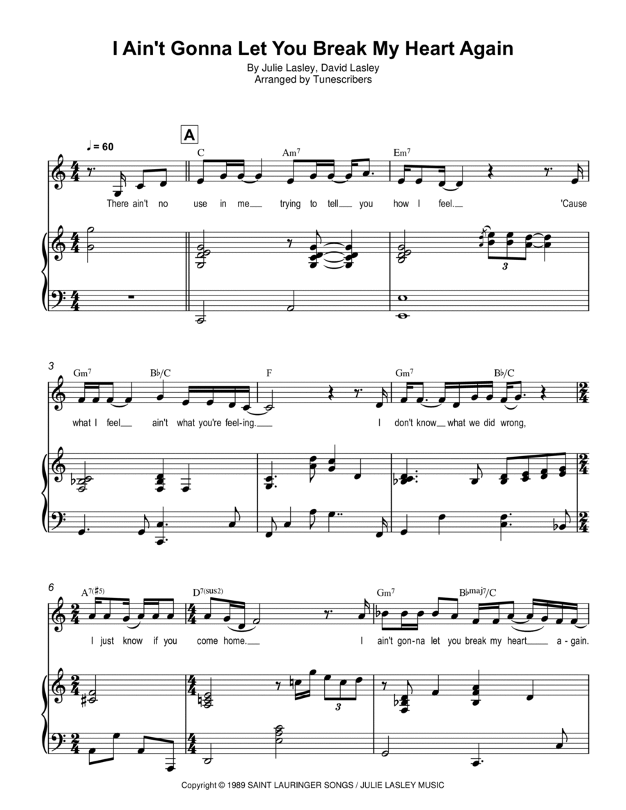I Ain't Gonna Let You Break My Heart Again Voice scores gallery preview page 1