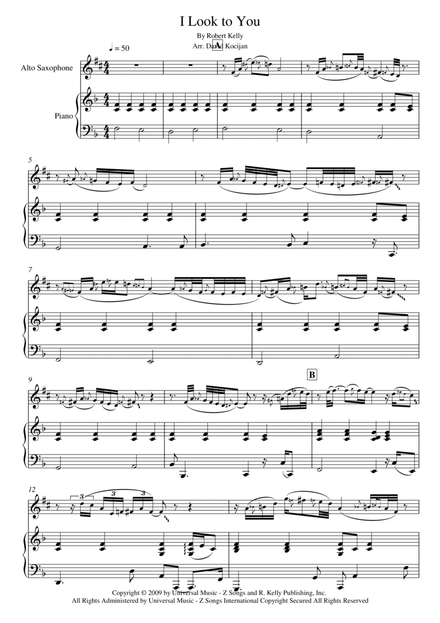 I Look To You Alto Saxophone scores gallery preview page 1