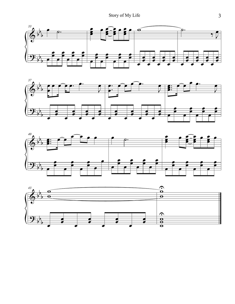 Story Of My Life Easy Piano scores gallery preview page 4