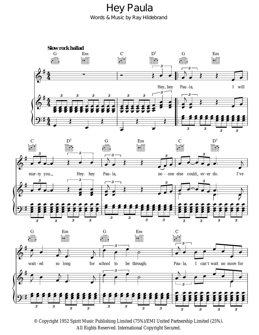 Hey Paula Acoustic Guitar scores gallery preview page 1
