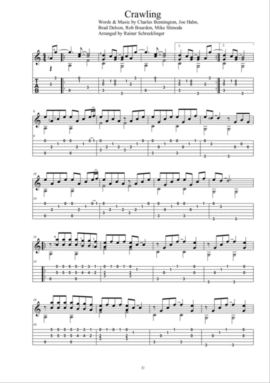 Crawling Electric Guitar scores gallery preview page 1