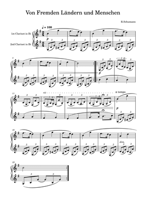 Book cover for R.Schumann: Von fremden Ländern und Menschen for two clarinets