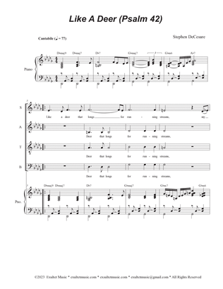Like A Deer (Psalm 42) (Vocal Quartet - (SATB)