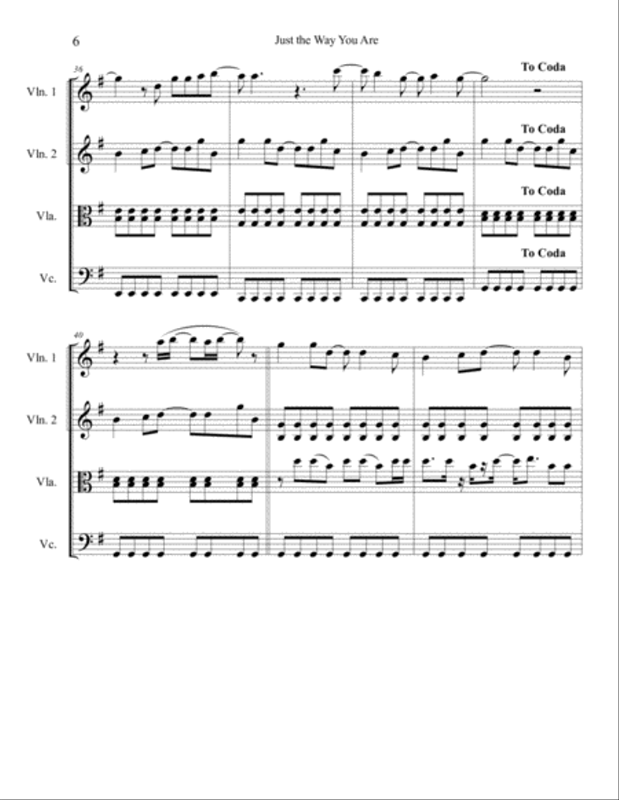Just The Way You Are String Quartet scores gallery preview page 6