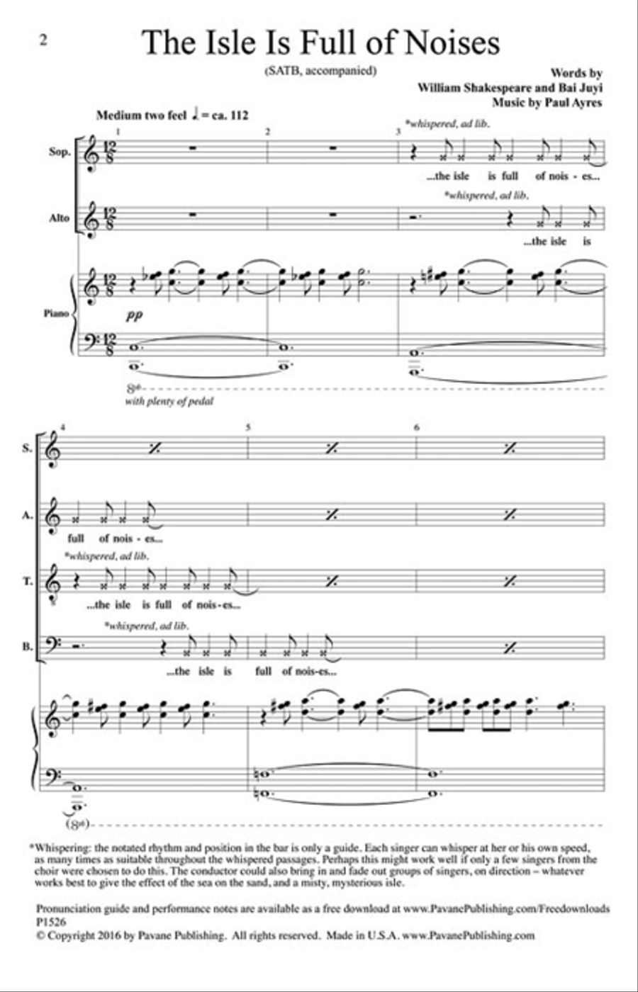 The Isle Is Full of Noises 4-Part scores gallery preview page 2