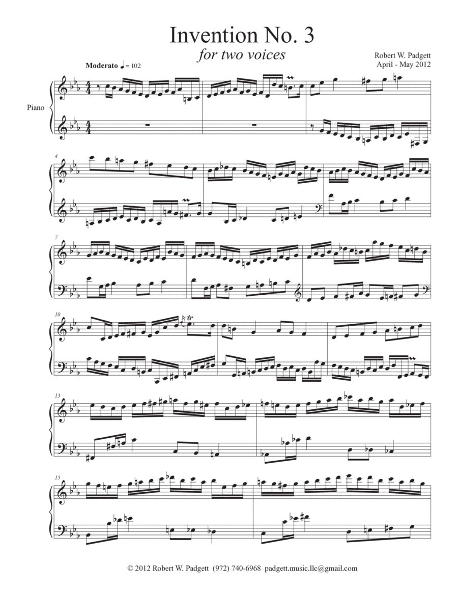 Invention No. 3 in C minor for two voices Piano Solo scores gallery preview page 1