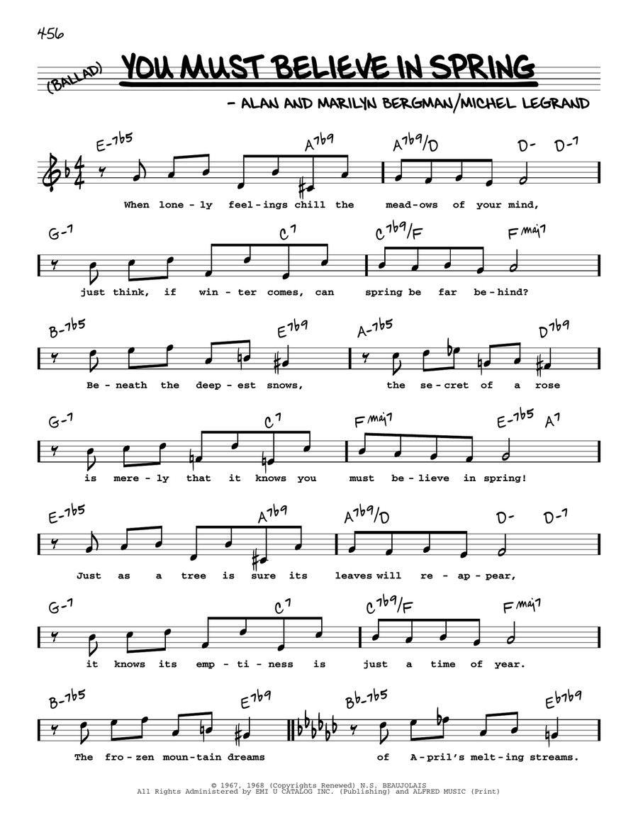 You Must Believe In Spring (High Voice) High Voice scores gallery preview page 1