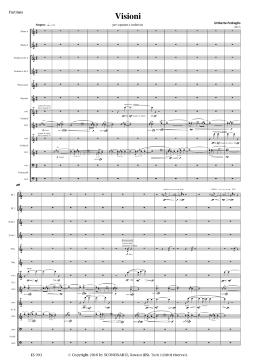 Umberto Pedraglio: VISIONI (ES 993) per Soprano e Orchestra Large Ensemble scores gallery preview page 6