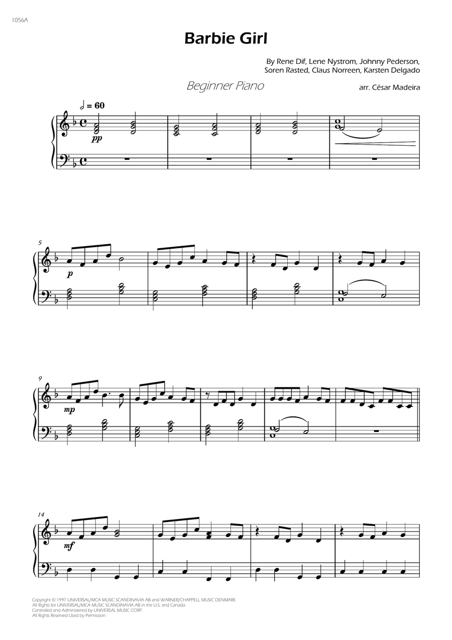 Barbie Girl Easy Piano scores gallery preview page 3