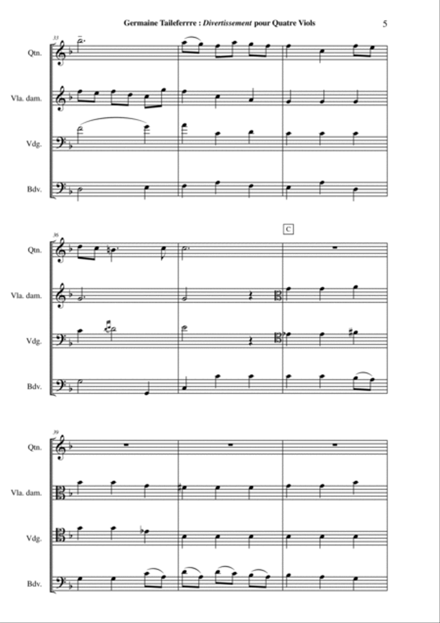 Germaine Tailleferre - Divertissement for viols Viola Solo scores gallery preview page 5