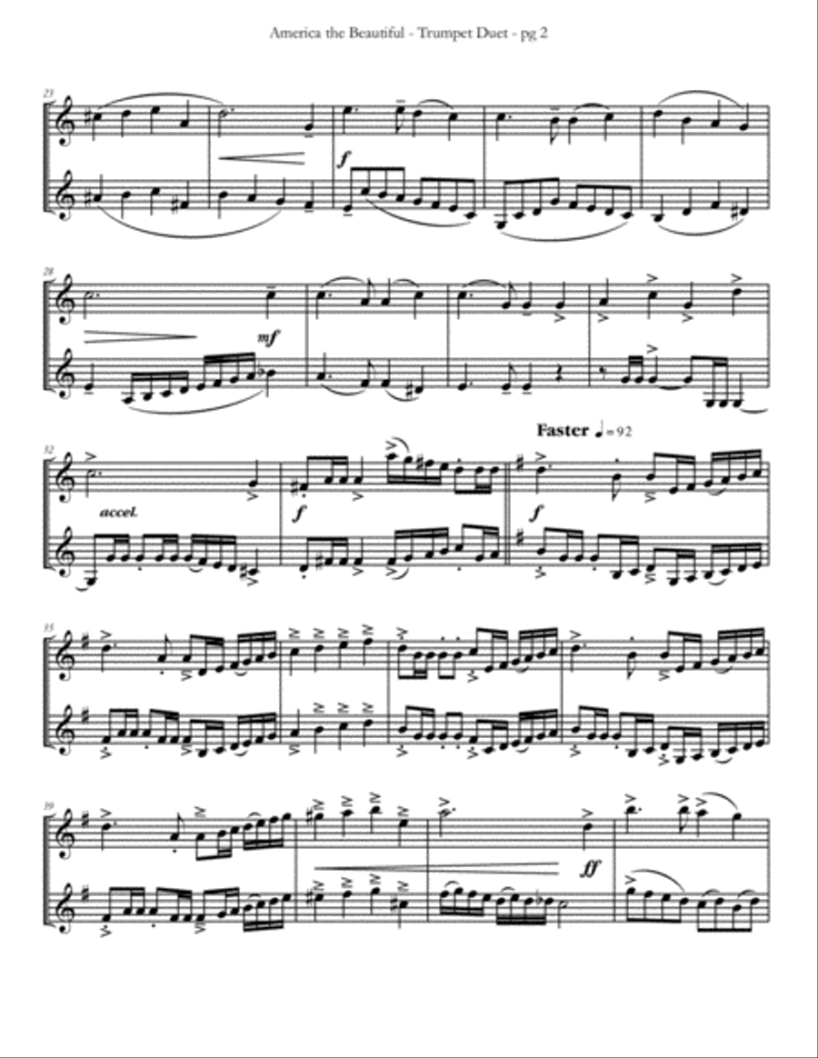 America the Beautiful Trumpet Duet Trumpet Duet scores gallery preview page 3