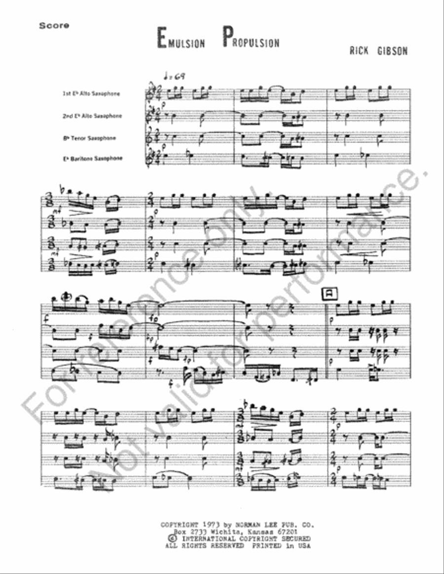 Emulsion Propulsion Saxophone Quartet scores gallery preview page 2