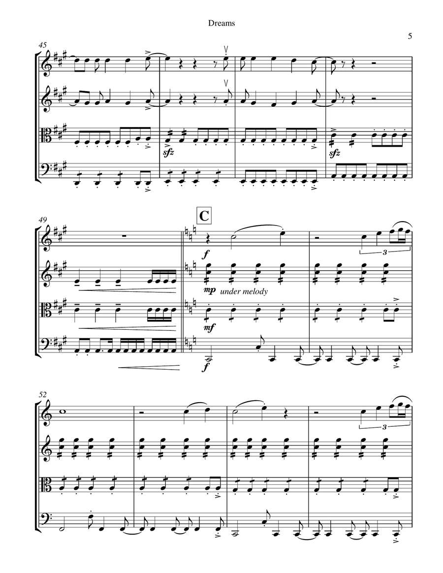 Dreams String Quartet scores gallery preview page 6