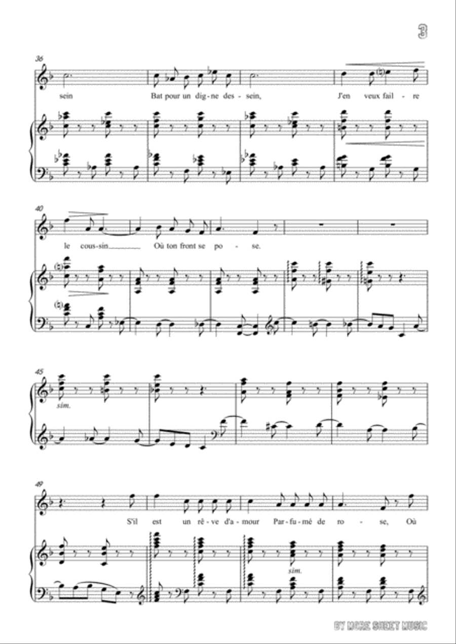Franck-S'il est un charmant gazon in F Major,for voice and piano Voice Solo scores gallery preview page 5