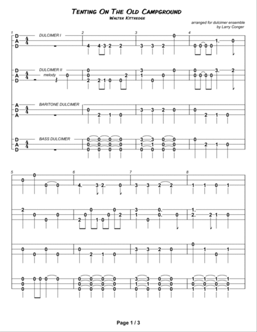 Tenting On the Old Campground (ensemble) Small Ensemble scores gallery preview page 3