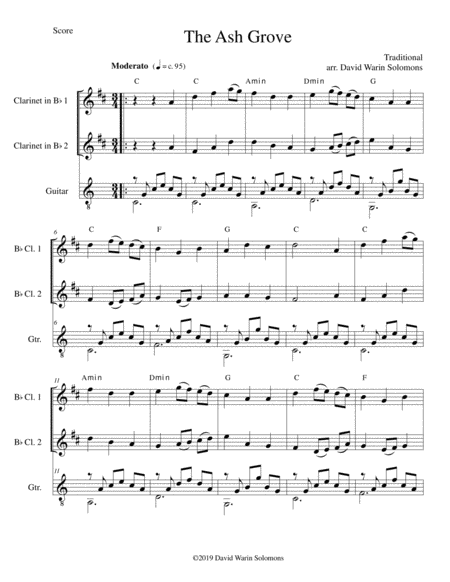 The Ash Grove (Llwyn Onn) for 2 clarinets and guitar image number null