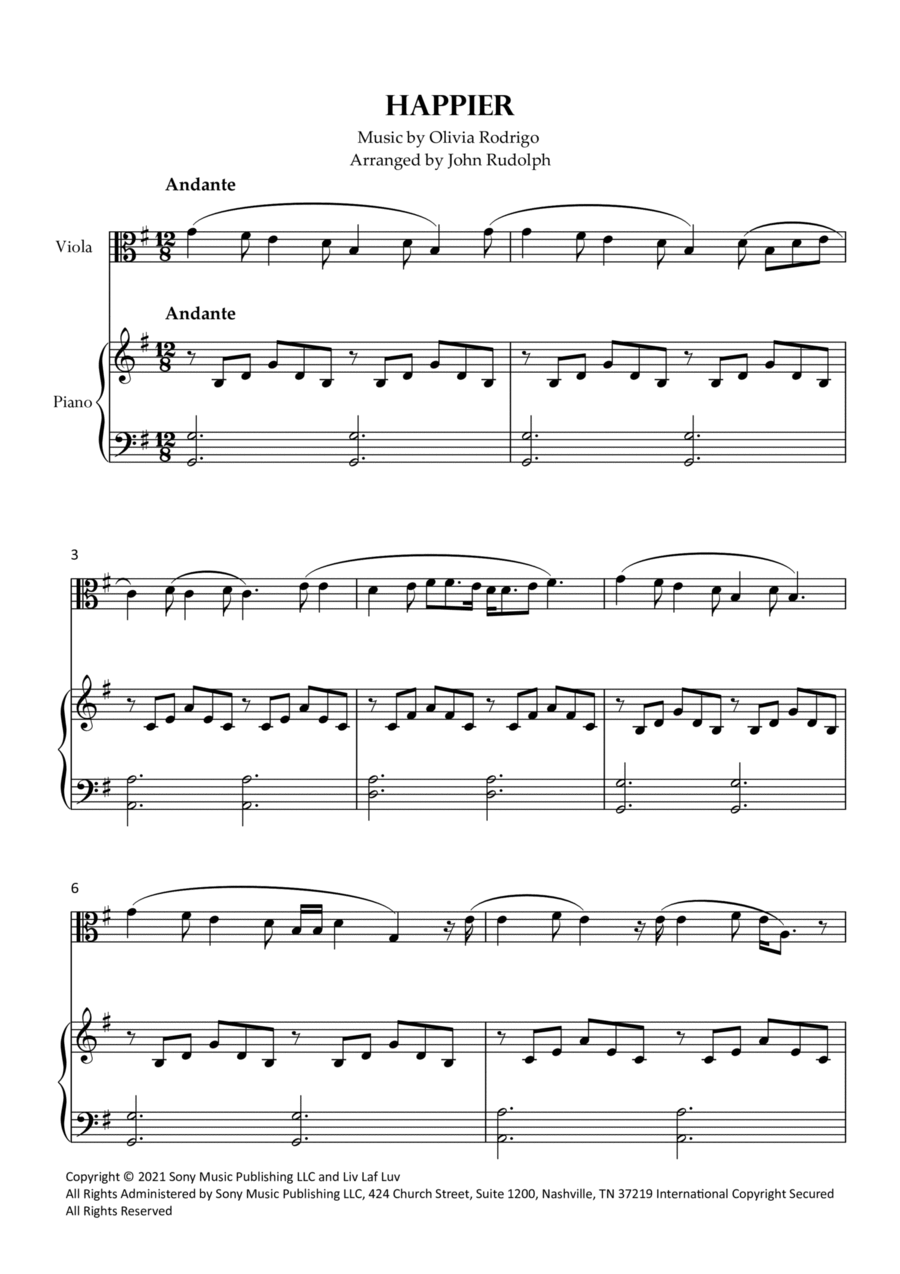 Happier Viola scores gallery preview page 1