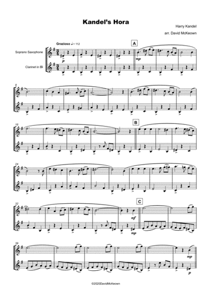 Kandel's Hora, Klezmer tune for Soprano Saxophone and Clarinet Duet