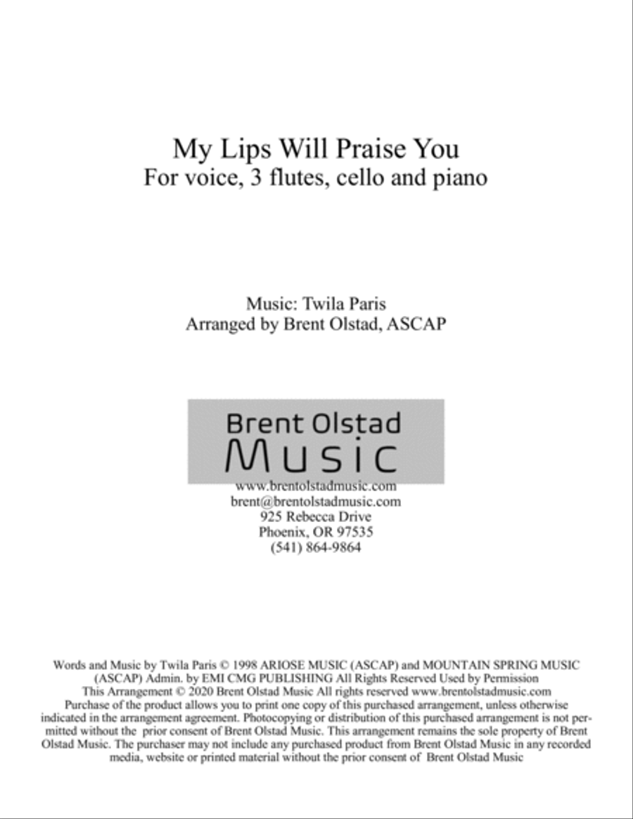 My Lips Will Praise You Flute scores gallery preview page 1