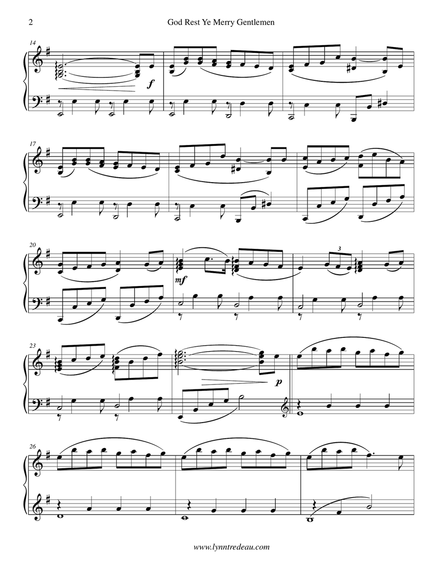 God Rest Ye Merry Gentlemen Piano Solo scores gallery preview page 2