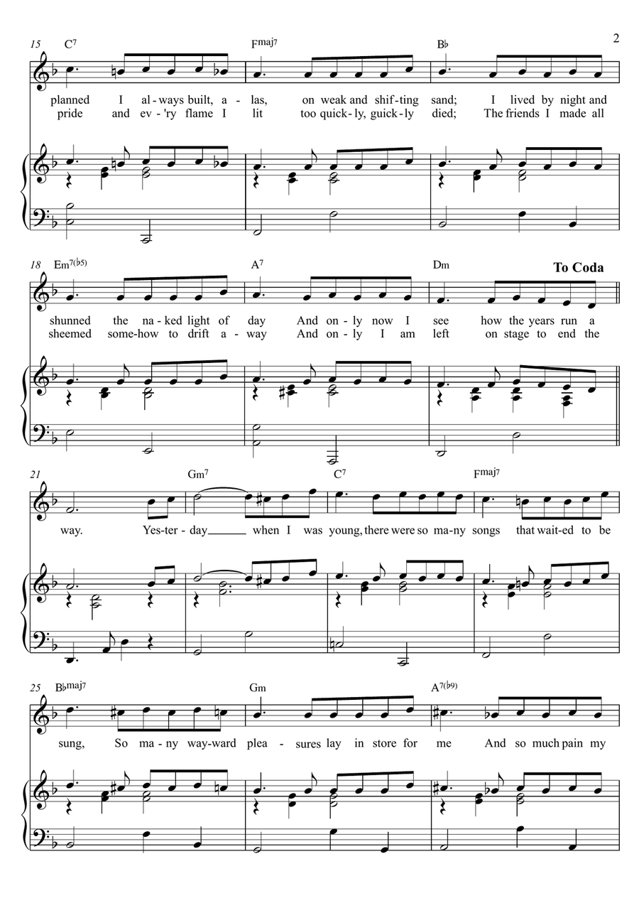 Yesterday, When I Was Young (hier Encore) Voice scores gallery preview page 2